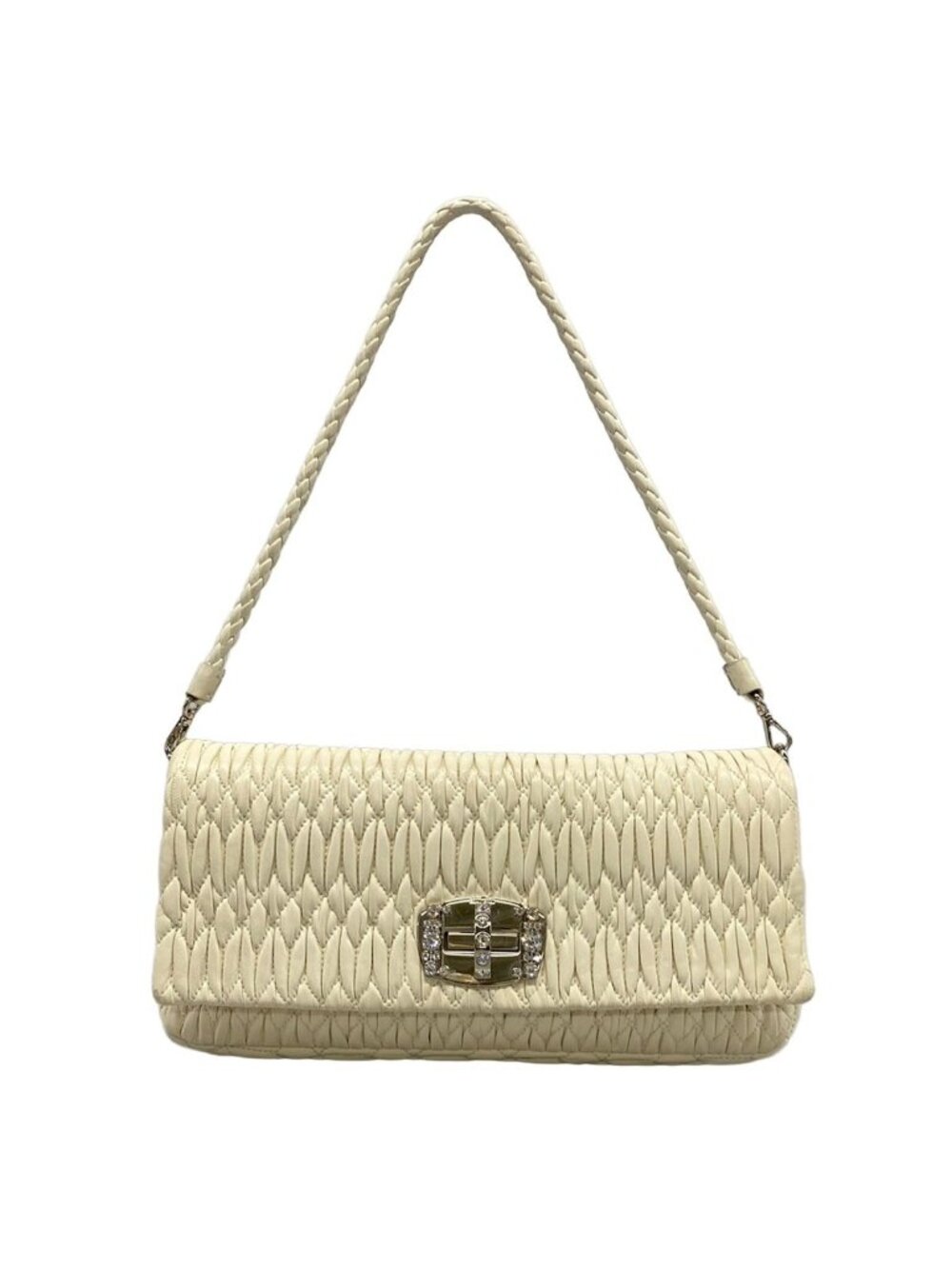 Miu Miu Shoulder Bag Matelasse White Leather